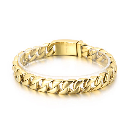 KALEN Jewelry Gold Bracelet Hand Stainless Steel Link Chain Bracelet for Men