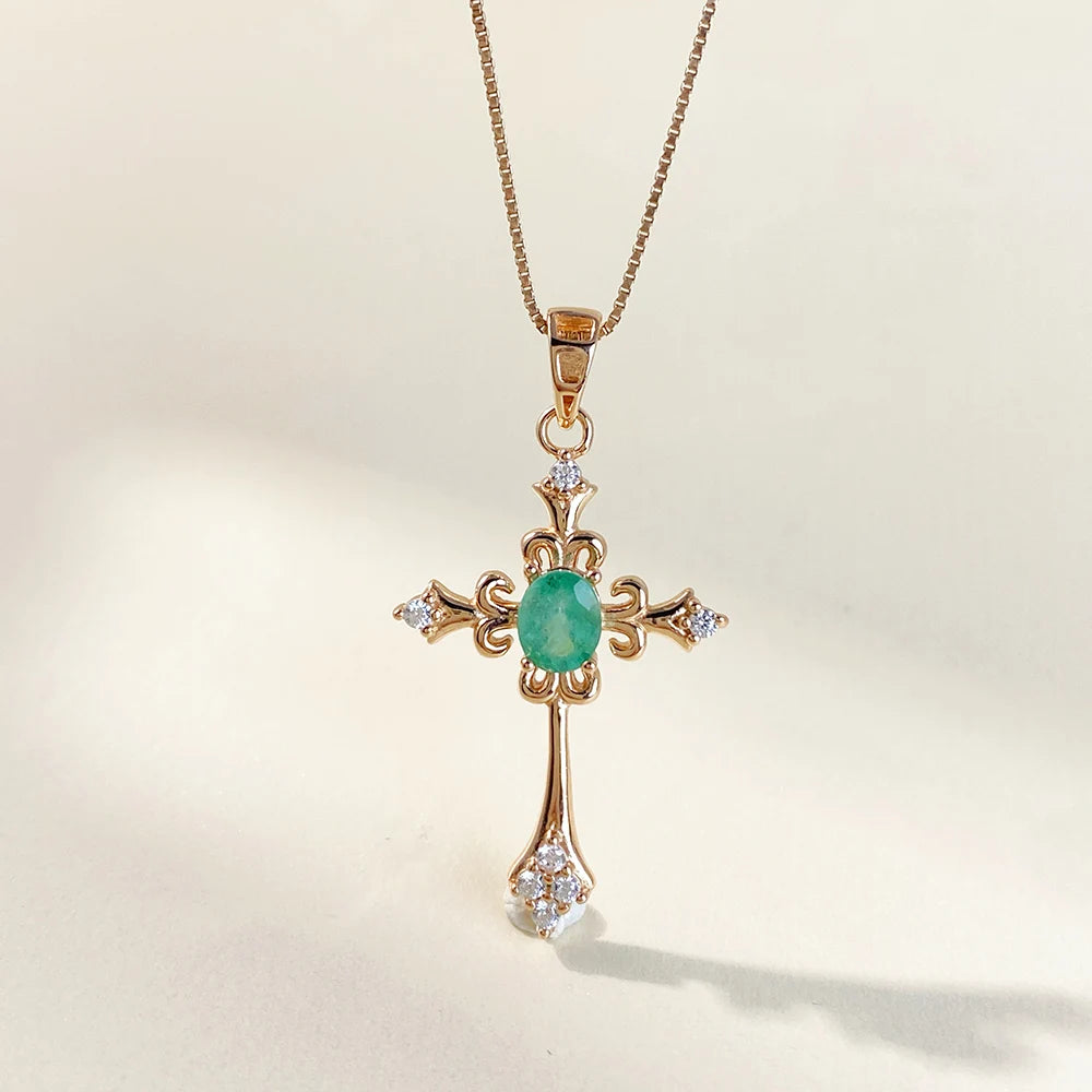 Gioiellieri Hot Popular Vintage 925 Silver Emerald Fashion Classic Style Rose Gold Plated China Oval Cut Pendant Gift