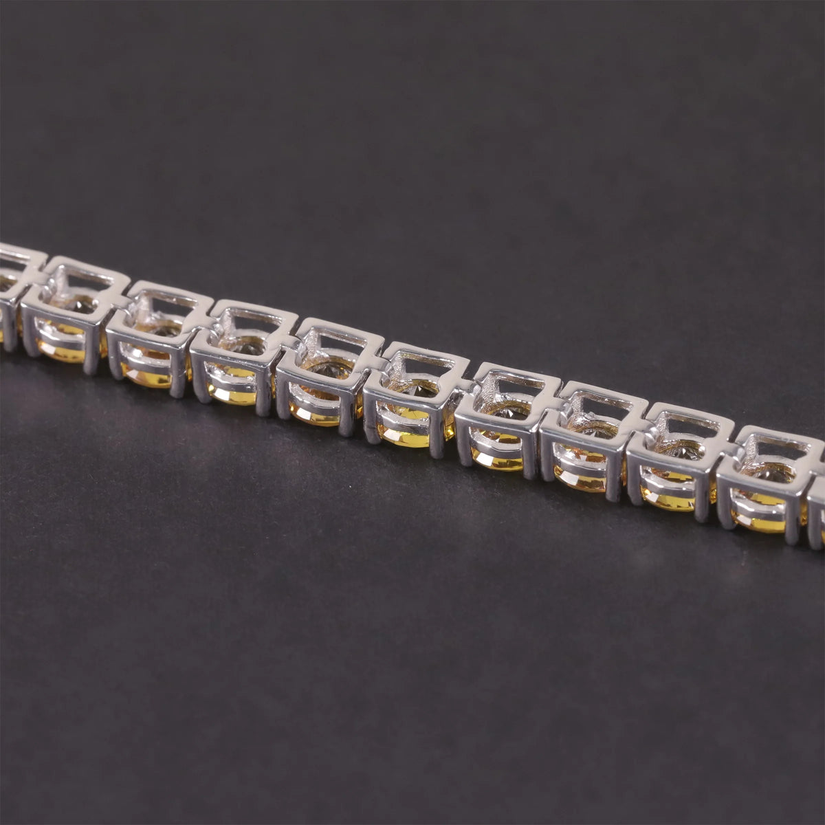 Gemfiori Abiding OEM ODM Sparkling 3MM 6.5IN 7.4G Medium Yellow Lab Grown Sapphire Gemstone S925 Silver Tennis Bracelet Price
