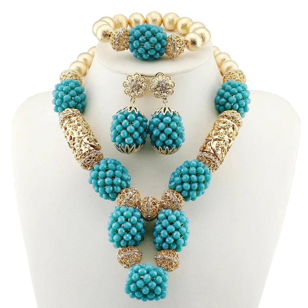 Zhuerrui Striking African Red Crystal Bead Jewelry Set Floral Design Nigerian Bridal Necklace Perfect for Engagement YL70