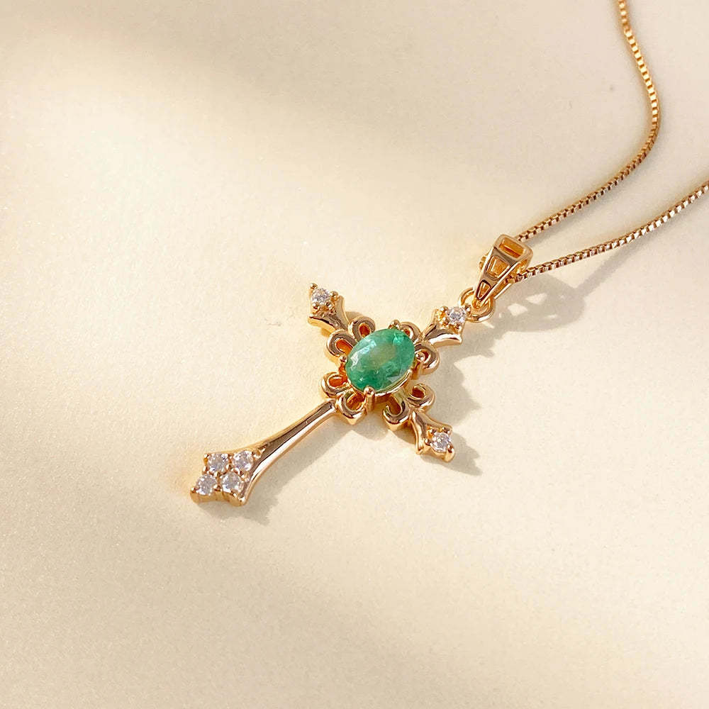 Gioiellieri Hot Popular Vintage 925 Silver Emerald Fashion Classic Style Rose Gold Plated China Oval Cut Pendant Gift