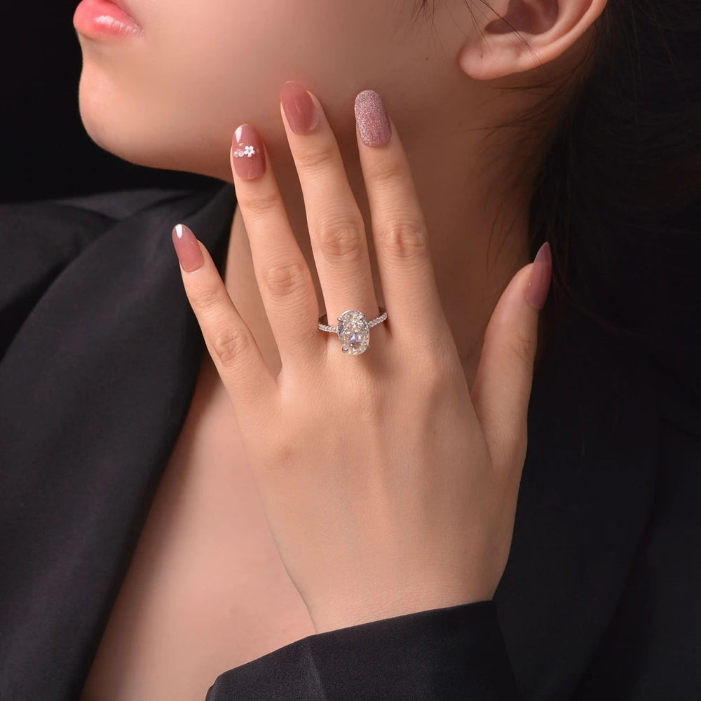 MuShan Jewelry Factory 4ct High Carbon Diamond Ring 925 Set With 9*13 European and American Style Light Luxury Ring