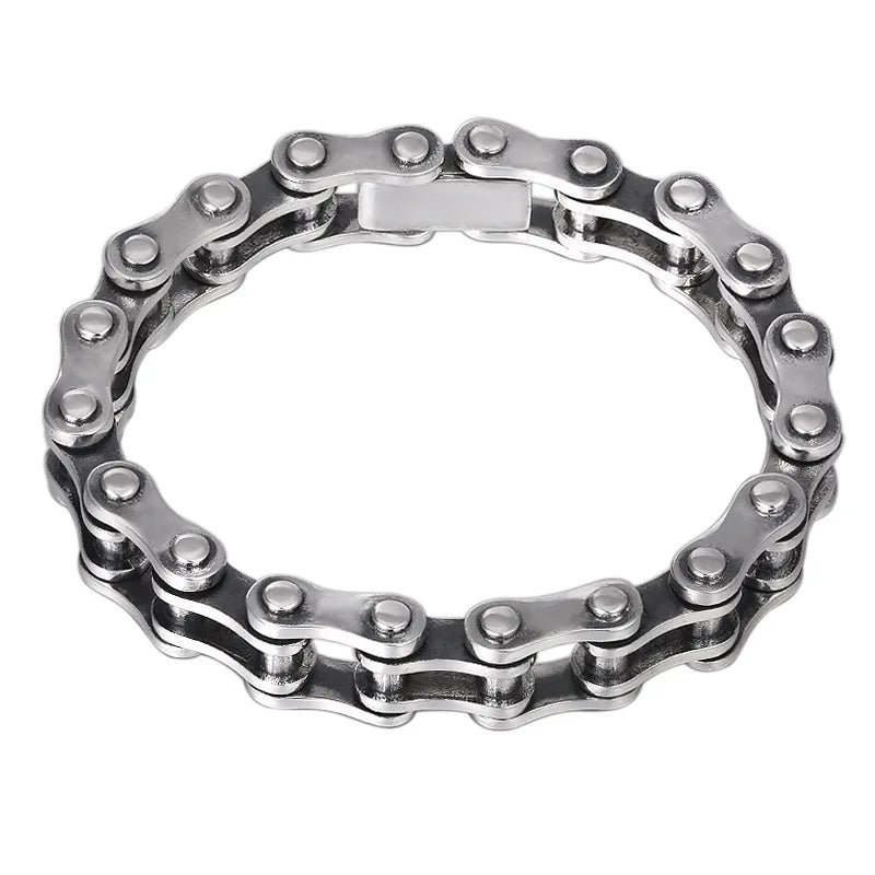 REBEL S925 Sterling Silver Motorcycle Chain Bracelet for Men Thick Domineering Bamboo-chain Bangle Fashion Jewelry