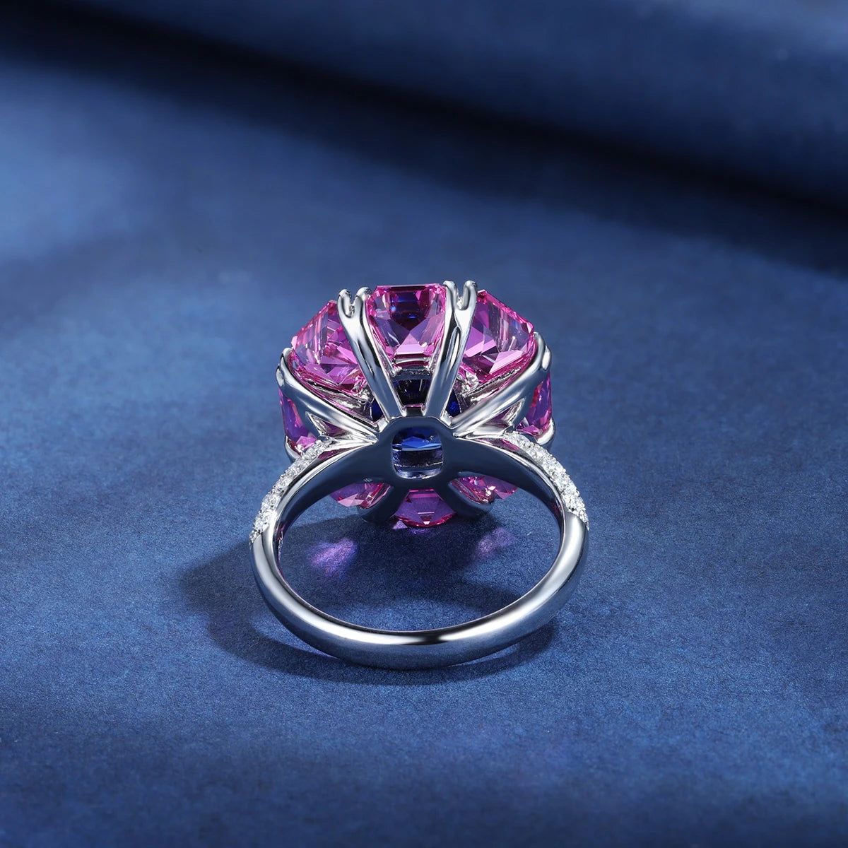 Gemfiori Luxury Lab Grown Sapphire Gemstone Sterling Silver Rings Synthetic Secondary Jewelry Certified Ring