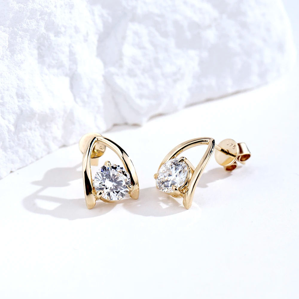 Gemfiori MSE-876 9K Gold With 5.5mm 6.5mm Loose Lab Grown Diamond Solitaire Earring Push Back Earrings Hop Sale Gold Jewelry