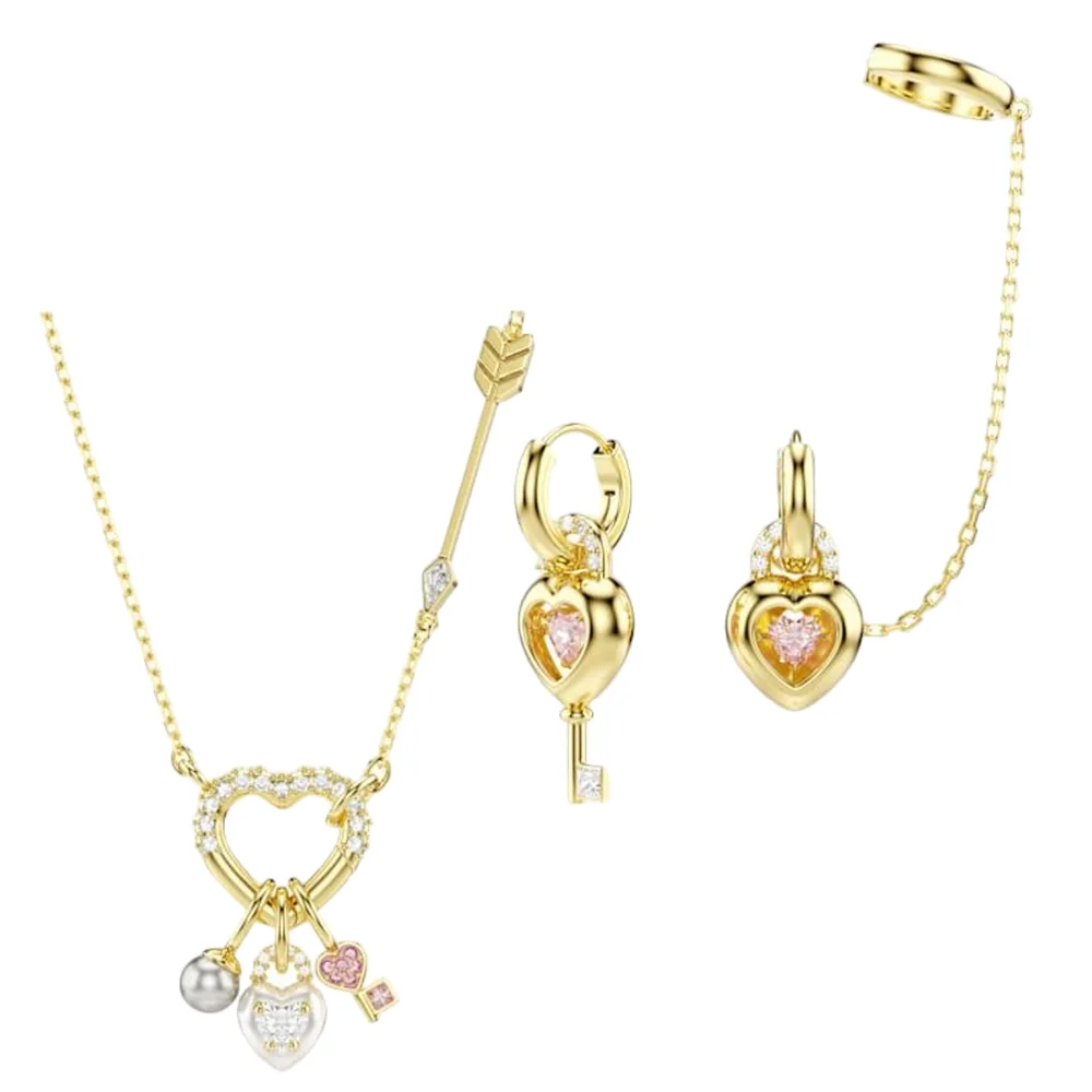 S&S Vintage Copper Zircon Jewellery Combo Set | Bee, Heart & Lock