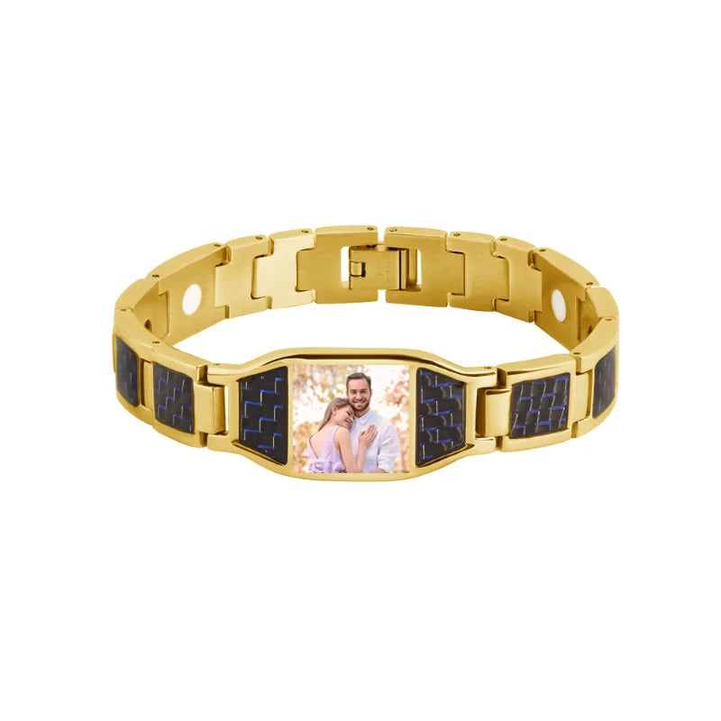 Wholesale Therapy Energy Cuff Men Germanium Magnetic Bracelet Japanese Bio Stainless Steel Health for Man Hologram Bracelets