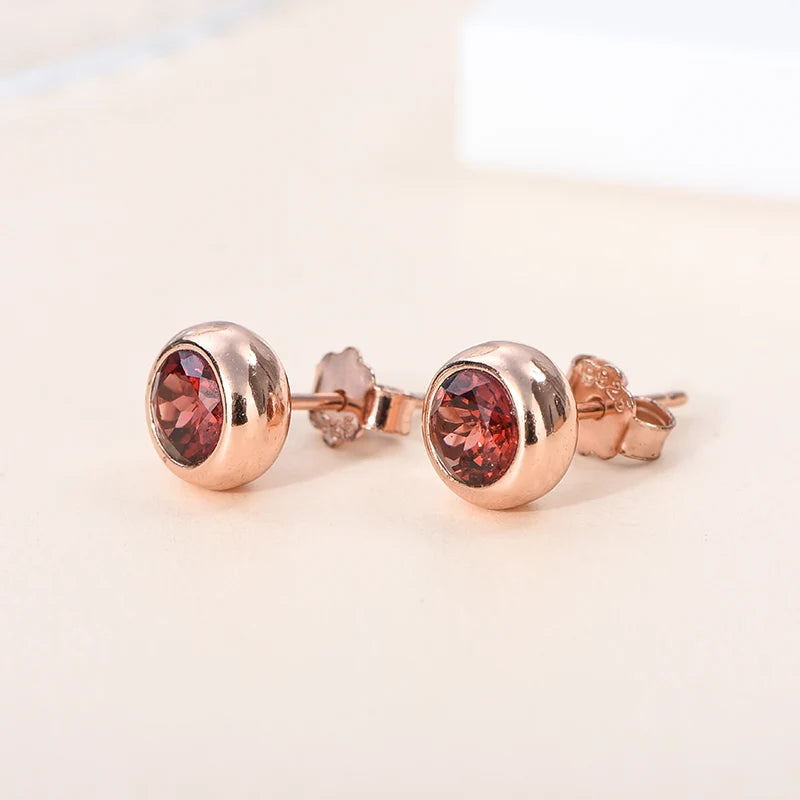 Gioiellieri Rose Gold Plated 925 Silver Natural Blue Sapphire Stud Earrings Women's Jewelry for Party Wedding & Everyday Wear