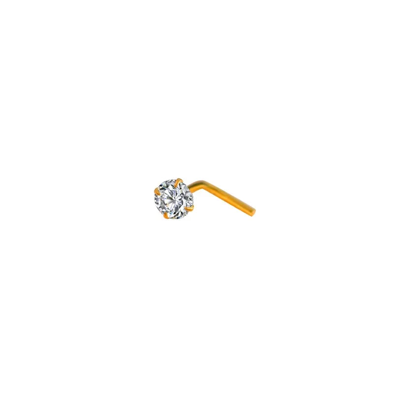 S&S 925 Silver L-Shape CZ Diamond Nose Stud | 8 Colours | Platinum & Gold