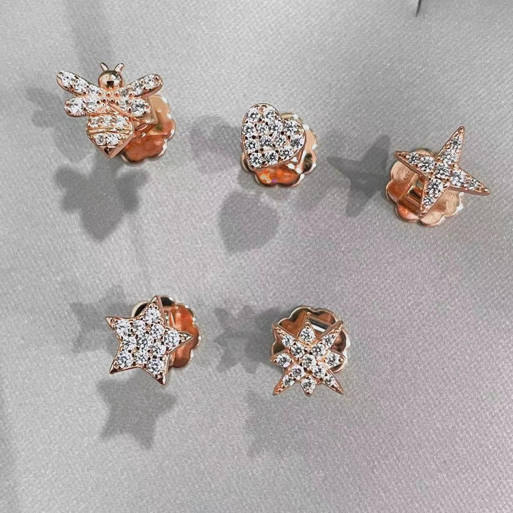 MUSHAN Jewelry Factory Same High Carbon Diamond 925 Silver Rose Gold Plated Fashionable and Versatile Set of Ear Studs