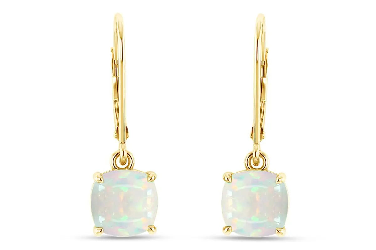 Bestselling Brass Rose Gold Square Opal Silver Plated Pendant Earrings Bohemian Christian Style Dainty Single Stone Gift