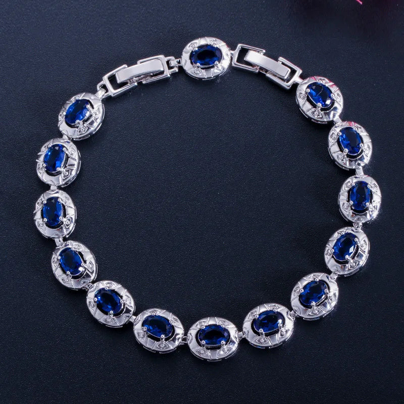 Sming Dropshipping White Gold Plated Brass Birthday Gift Crystal 18K AAA Zircon Fashion New Bracelet