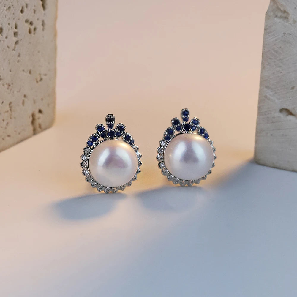 High-quality, Round, Pearl Puddles Earrings Large Natural Pearl Earrings with a Touch of Luxury and Sophistication for Women.