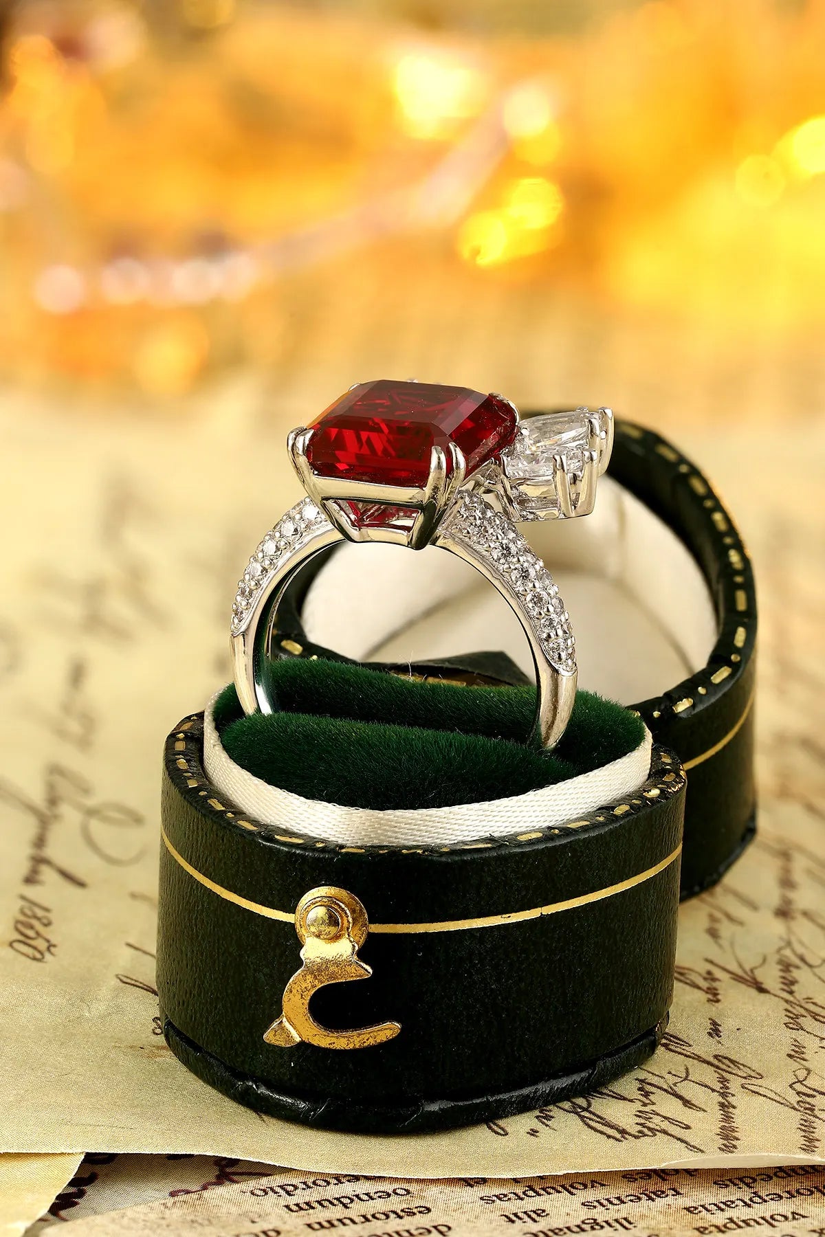 Gemfiori 8.62ct Lab Grown Pigeon Blood Ruby High End Ring Is Certified by AGL Suitable for Daily Wear Silver Luxury Lab Ruby Ring