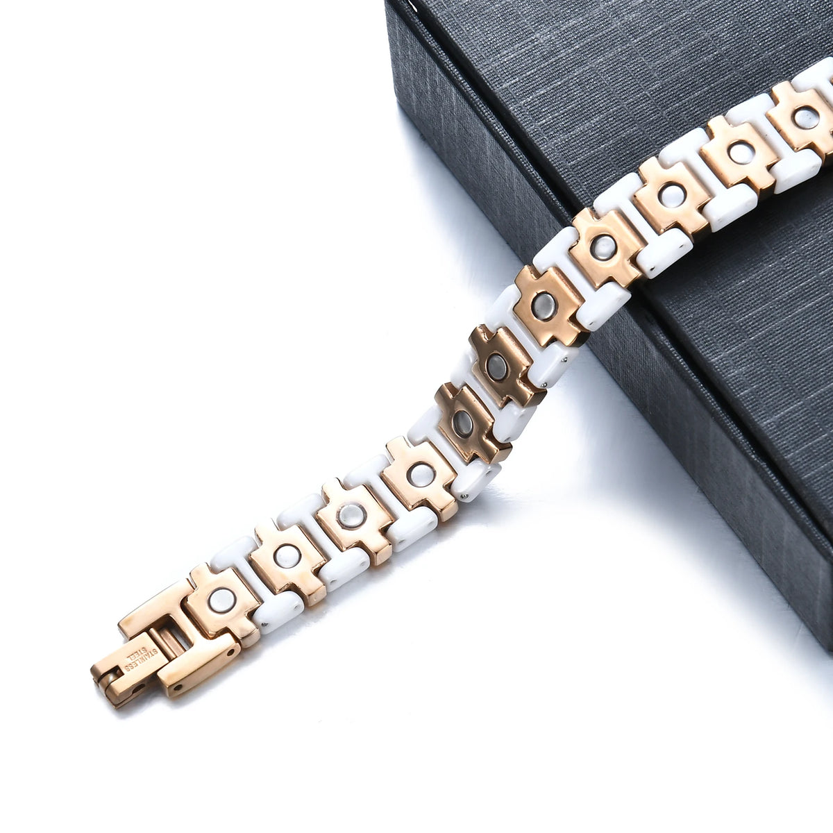 2026 Factory Wholesale Lady Men Couple Bio Negative Ions Tungsten Steel Magnet Therapy Massage Stone Hand Use Bracelet