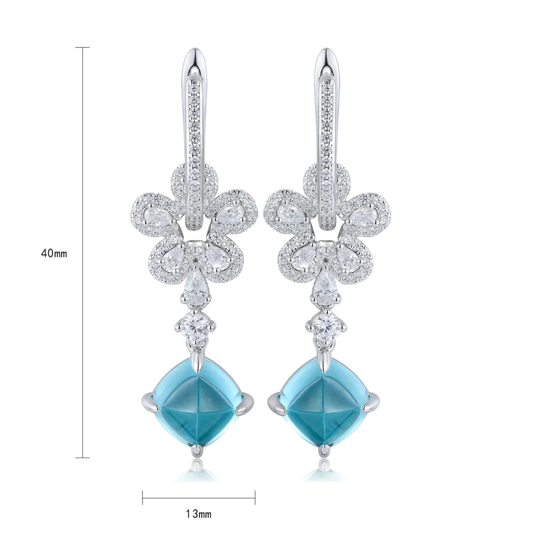 Gemfiori Custom Women's Paraiba Sugar Tower Earrings S925 Customized Symmetrical Design Earrings