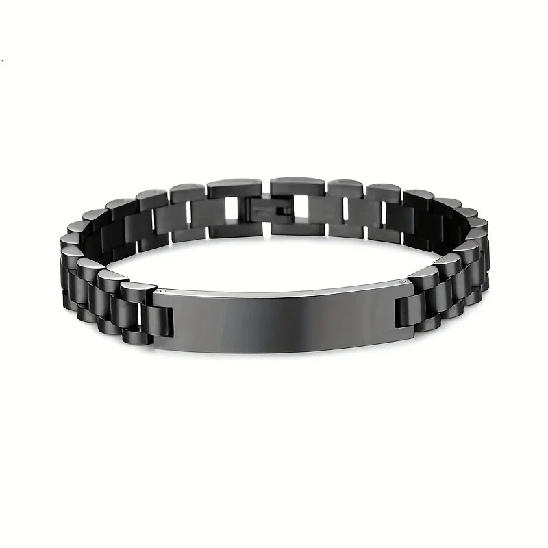 REBEL TD Hot Selling Custom Engraved ID Bar Bracelet, Waterproof Stainless Steel Watch Band Bracelet for Men