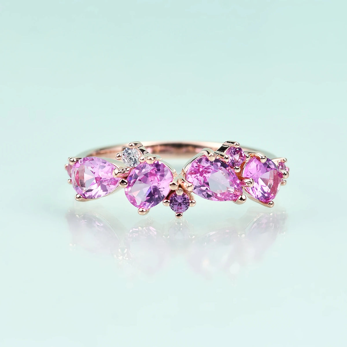 ArtistA Abiding Delicate Trendy Women Jewelry Sterling Silver 925 Rose Gold Plated Ring Lab Grown Pink Sapphire Gemstone Rings