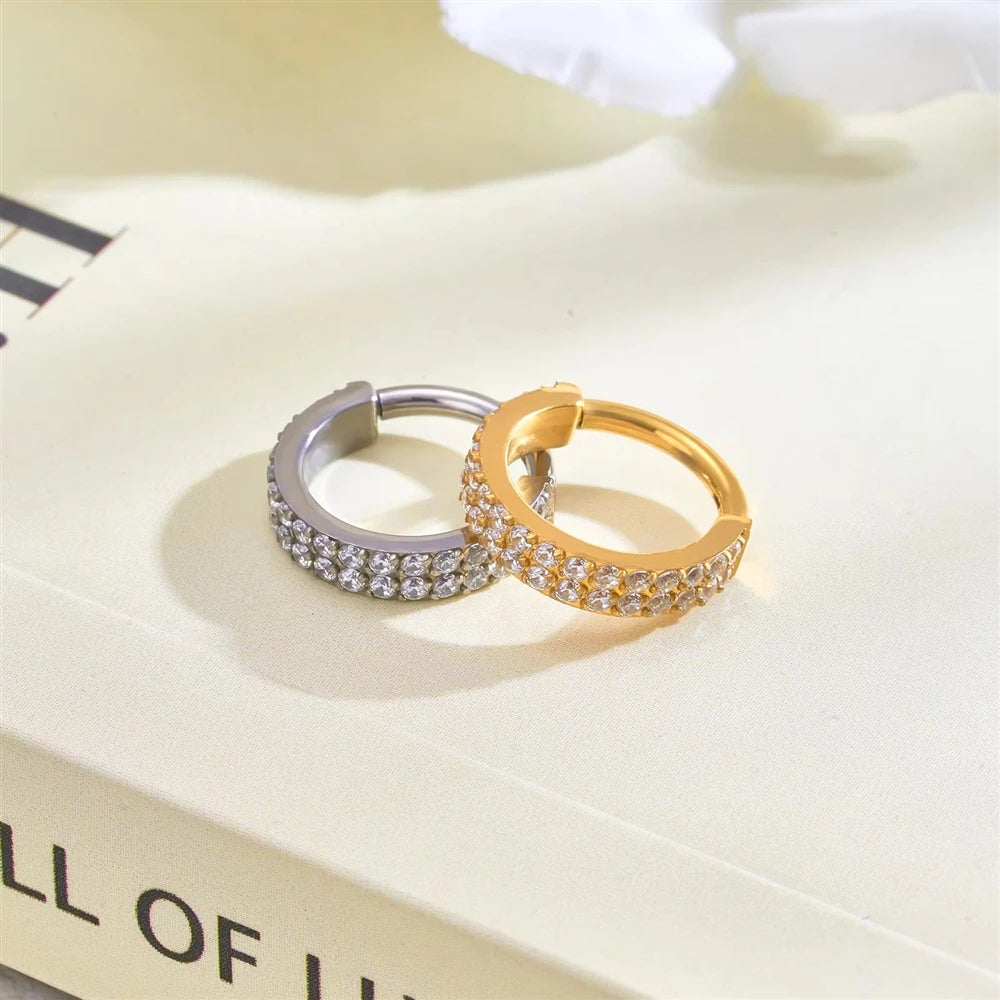 Wholesale ASTM F136 Titanium Segment Nose Ring Cubic Zircon Hoop Earrings Cartilage Helix Tragus Fashion Body Piercing Jewelry