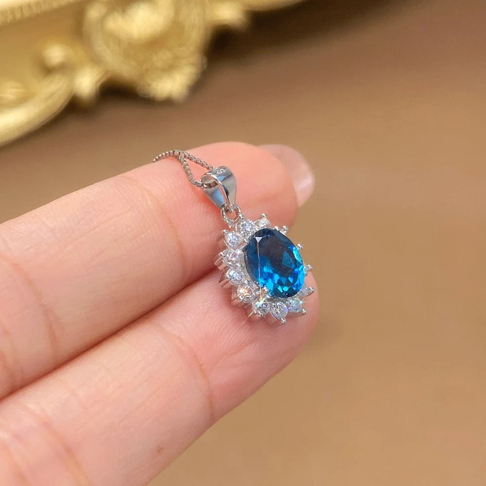 Gioiellieri Sterling 925 Silver Rhodium Plated Natural Topaz Luxury Trendy Custom Indian Birthstone Jewelry Pendant for Women