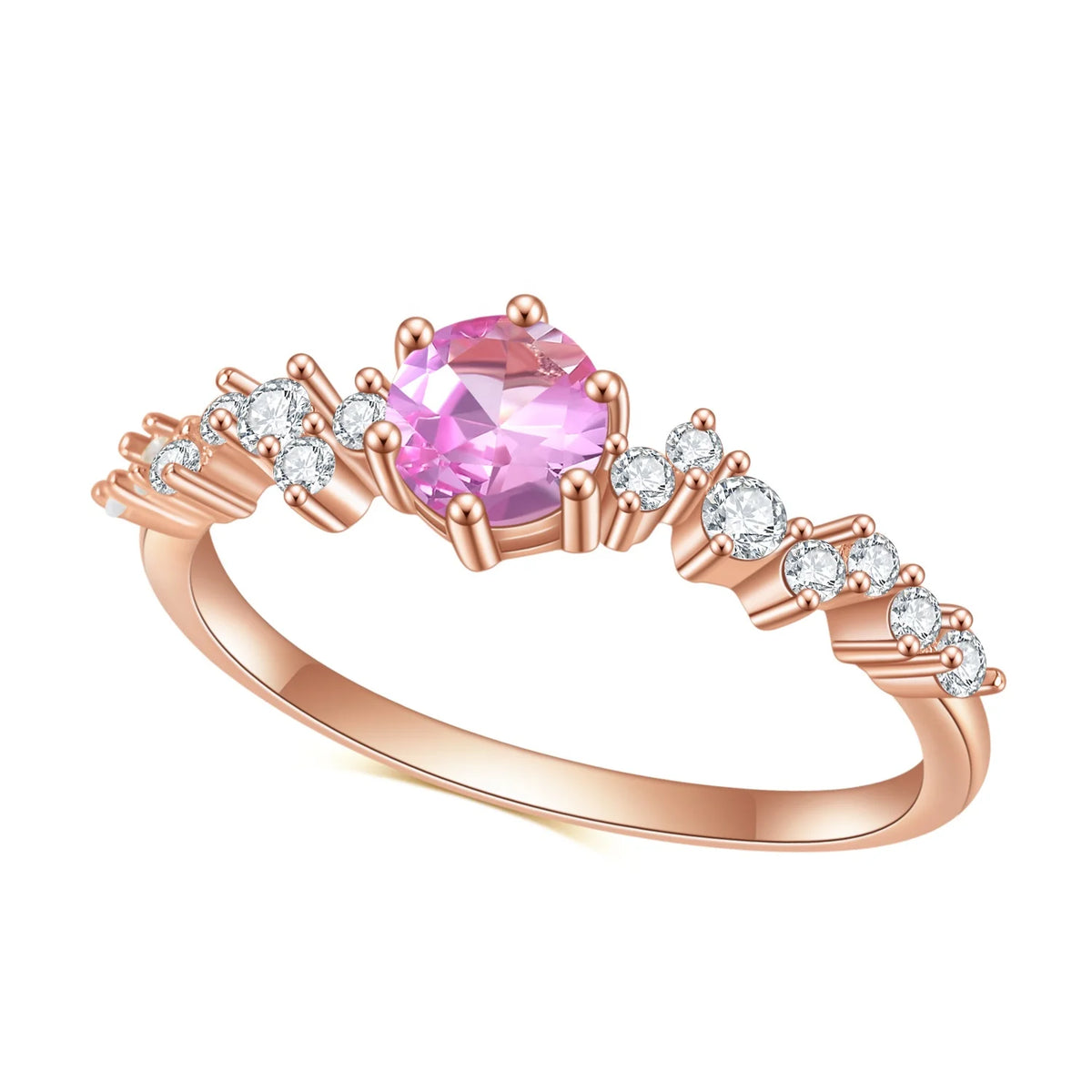ArtistA Abiding Delicate Trendy Women Jewelry Sterling Silver 925 Rose Gold Plated Ring Lab Grown Pink Sapphire Gemstone Rings