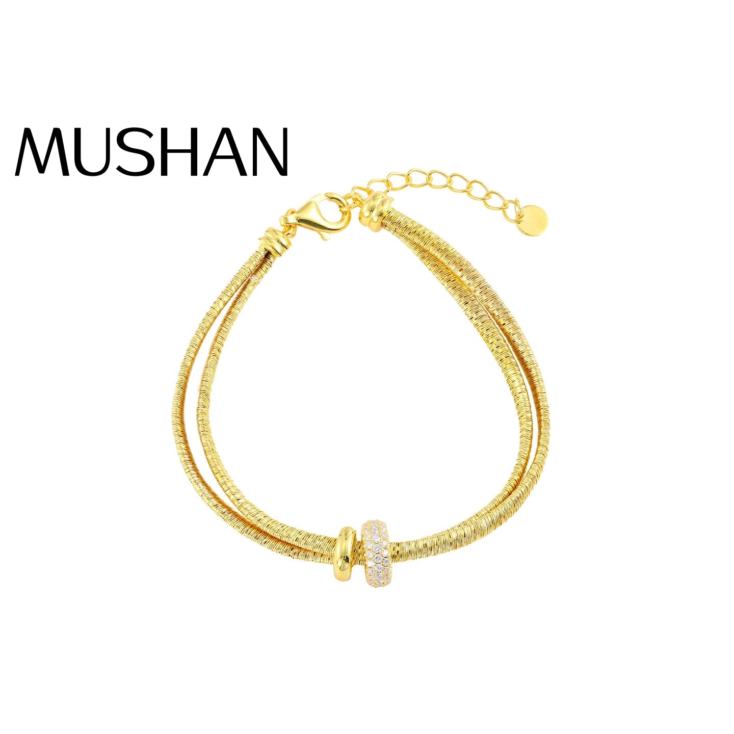 MuShan Jewelry Factory  Italian Silk-style Gold-plated Light Luxury Full Diamond Running Ring Bracelet