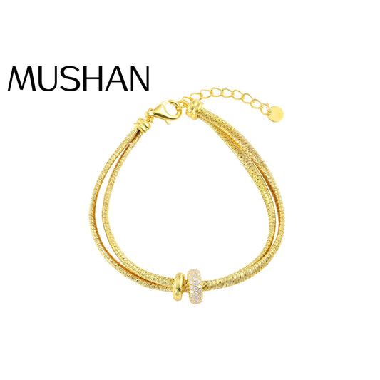 MuShan Jewelry Factory  Italian Silk-style Gold-plated Light Luxury Full Diamond Running Ring Bracelet