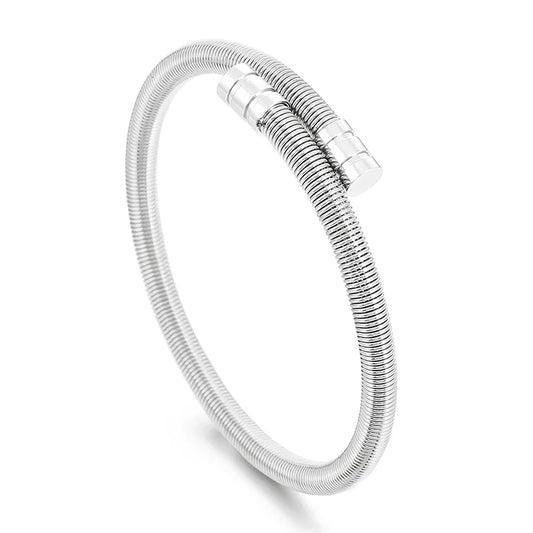 KALEN Unisex Gold/Silver/Black Stainless Steel Flexible Open Bangle Bracelet