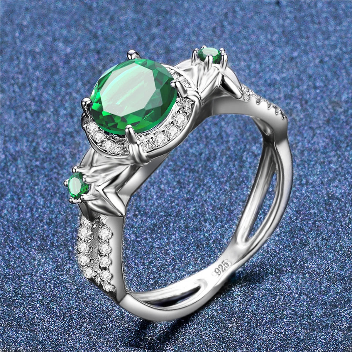 Szjinao Vintage Jewelry Manufacturer Women's Boho Flower Earrings and Pendant Set 925 Sterling Silver Emerald Engagement Style