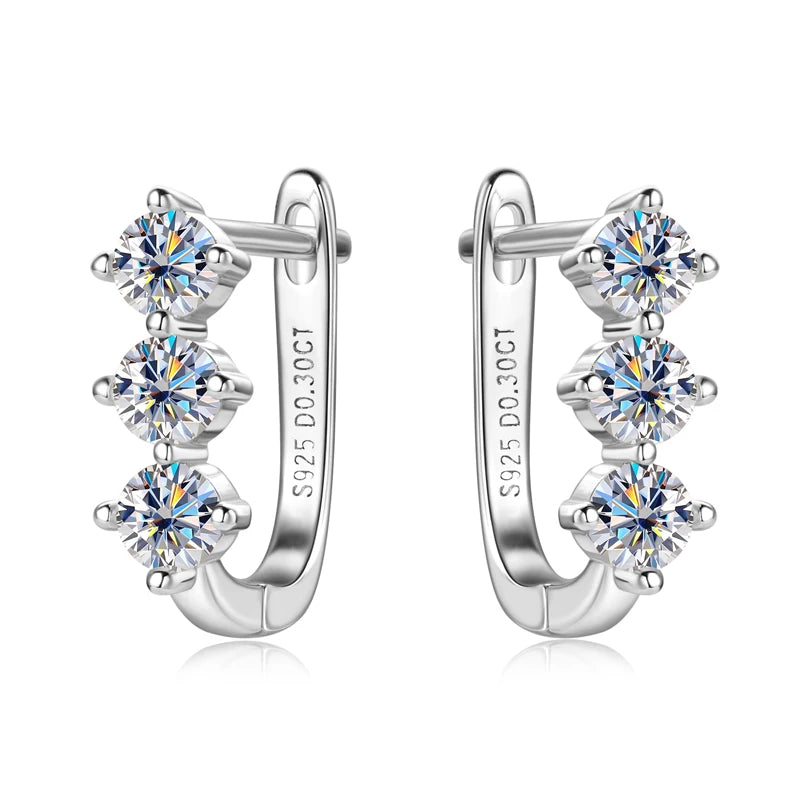 Cute Minimalist Wholesale Jewelry Sets 3mm D VVS1 Moissanite 925 Silver 14K Gold Plated Certified U Shaped Huggies Hoop Earrings