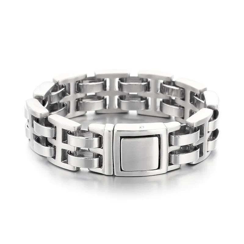 KALEN 230mm Casual Polished Stainless Steel Watchband Links Bracelet for Man