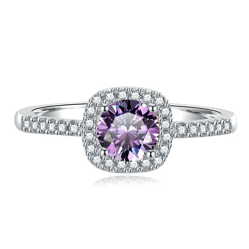 Colorful 0.5-2CT Round Brilliant Cut Loose Moissanite Set in 925 Sterling Silver Ring for Women Fashion Fine Jewelry Gift