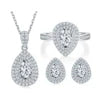 ArtistA Custom 925 Sterling Silver Moissanite Ring Earring and Pendant Necklace Set Matching Bridal Mothers Day Jewelry Set for Women