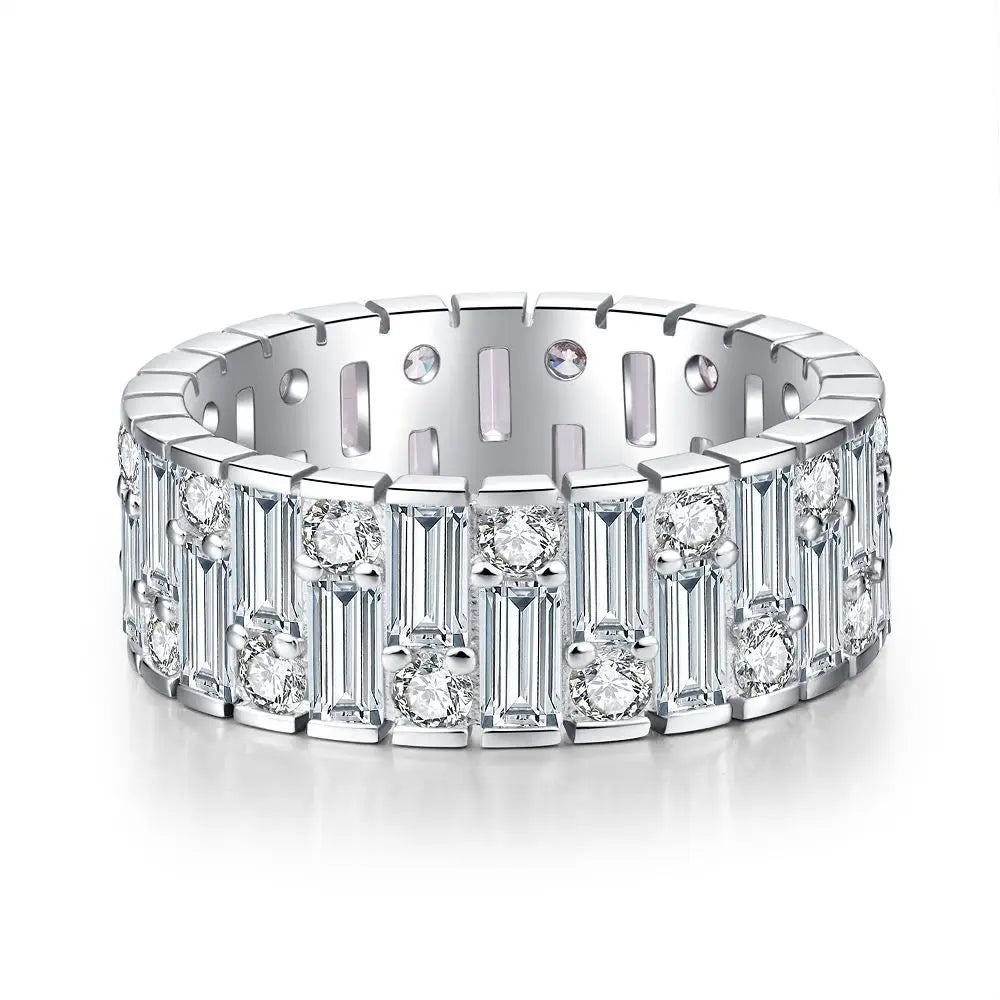 Anti-tarnish Women 925 Sterling Silver 5A 8A Zirconia Wedding Band Engagement Wedding Rings Fine Jewelry Customized Wholesale