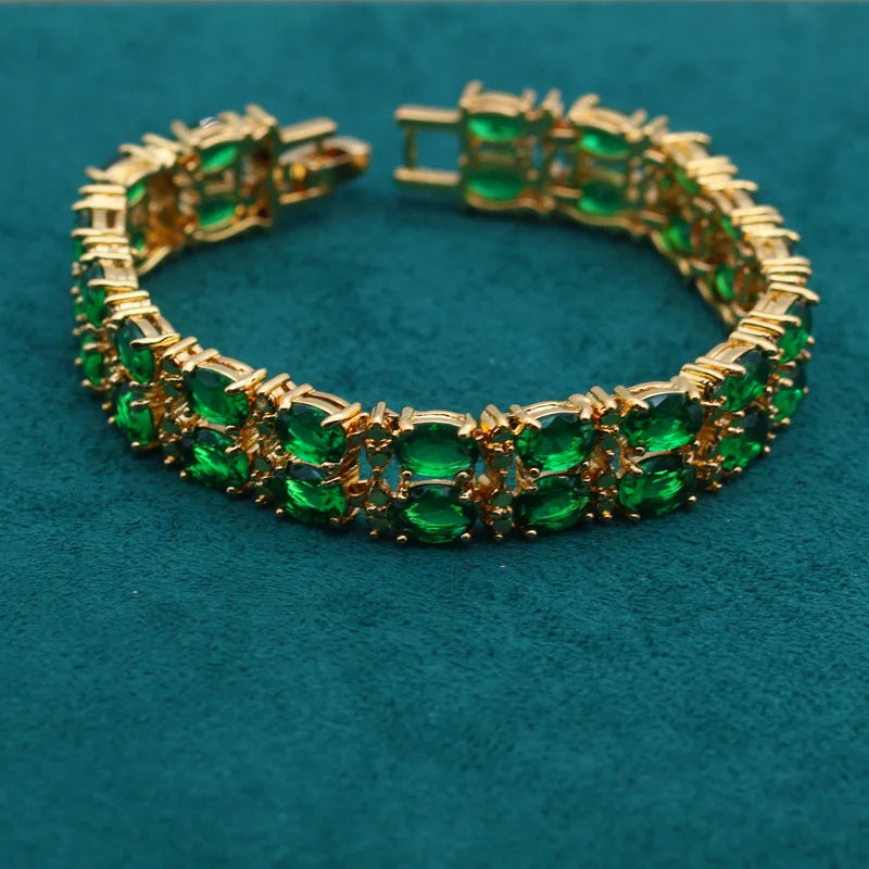XOTICA 18K Gold Plated Zirconia Beaded Bracelets Trendy Alloy Jewelry with Zircon Main Stone for Women's Wedding Engagement