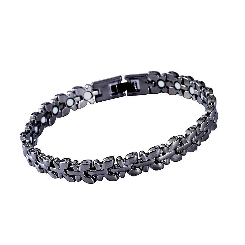 Euro-American Cross-border Hot-selling Magnetic Bracelet Stylish Luxury Lucky Clover Design Kevlar Natural Stone Single-Row