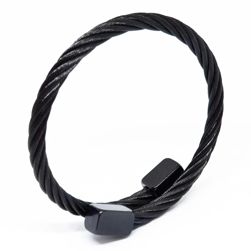 REBEL Men's Stainless Steel Punk Style for Bracelet Silver Gold Rose Gold Black-Square Head Braided Design Fashionable