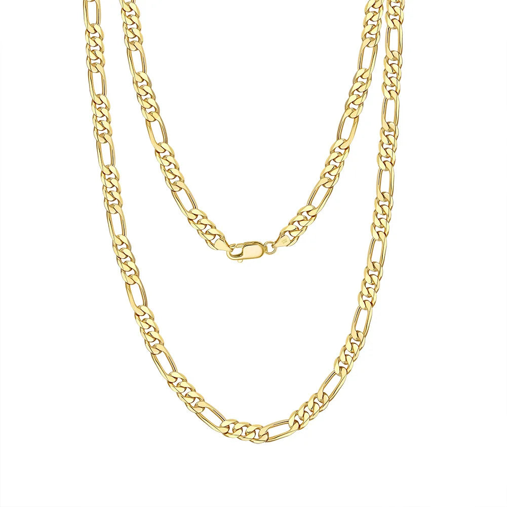 BiG-BOSS Mother-Child Figaro Chain S925 Sterling Silver Electroplated Unisex Necklace Pendant Hot-Selling Factory Direct