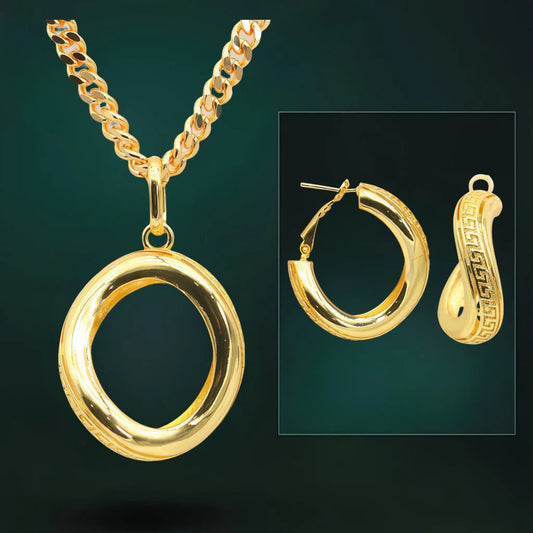 Elegant Vintage 18K Gold Plated Copper Jewelry Set Hypoallergenic Necklace and Earrings for Weddings and Parties