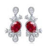 Gemfiori Anster High Quality S925 Lab Grown Ruby Earring Stud Dainty Gemstone Stud Earrings for Women Daily Wear Gift
