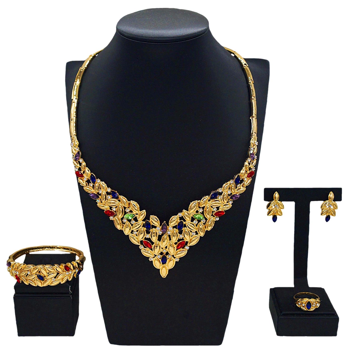 Zhuerrui High Quality Diamond Set Jewelry Set Color Gems Dazzling Earrings Heavy Industry Charm Senior Factory Direct SalesHM200