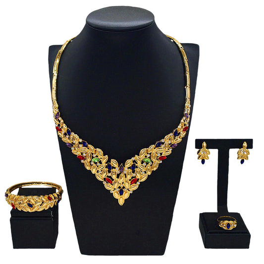 Zhuerrui High Quality Diamond Set Jewelry Set Color Gems Dazzling Earrings Heavy Industry Charm Senior Factory Direct SalesHM200