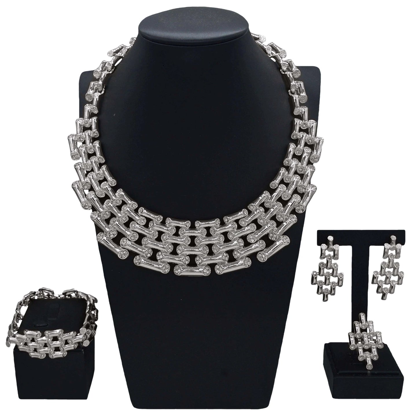 Zhuerrui Hot Selling Luxury Exquisite Jewelry Set Unique Personality Bamboo Chain Italian Engagement Ring Wedding JewelryH00777