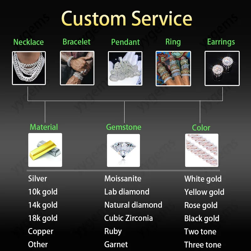 Lowest Price Hip Hop 2Row Diamond Vvs Diamond Link Chain Rapper S925 Silver  Cuban  Moissanite Necklace
