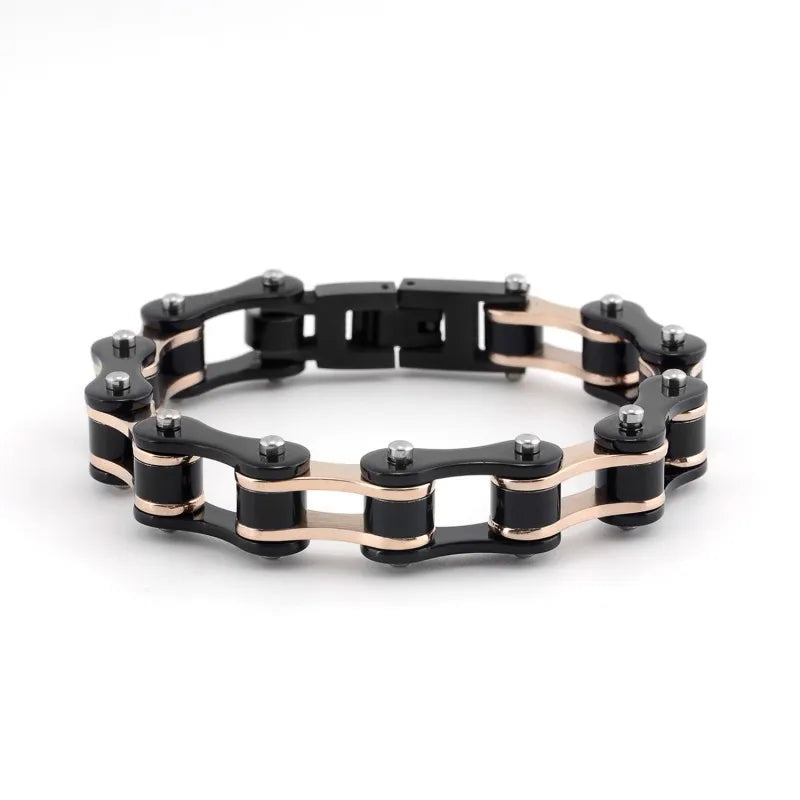 REBEL Stainless Steel Punk Style Geometric Chain Link Bracelet Rock Roll Motorcycle Bicycle Styles Matte Finis