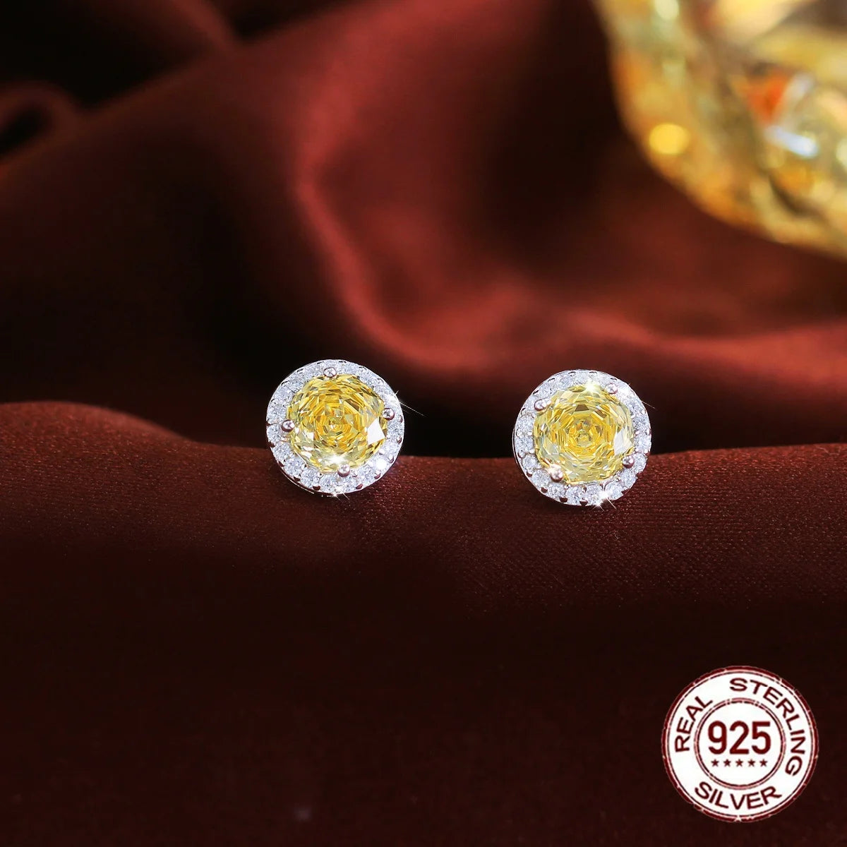 S&S 925 Sterling Silver 8mm Rose-Cut CZ Stud Earrings – 4 Colours – Collection
