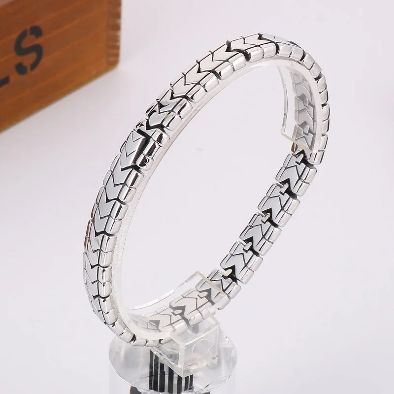 KALEN 220mm Men Causal Stainless Steel Serpentine Links Bracelet