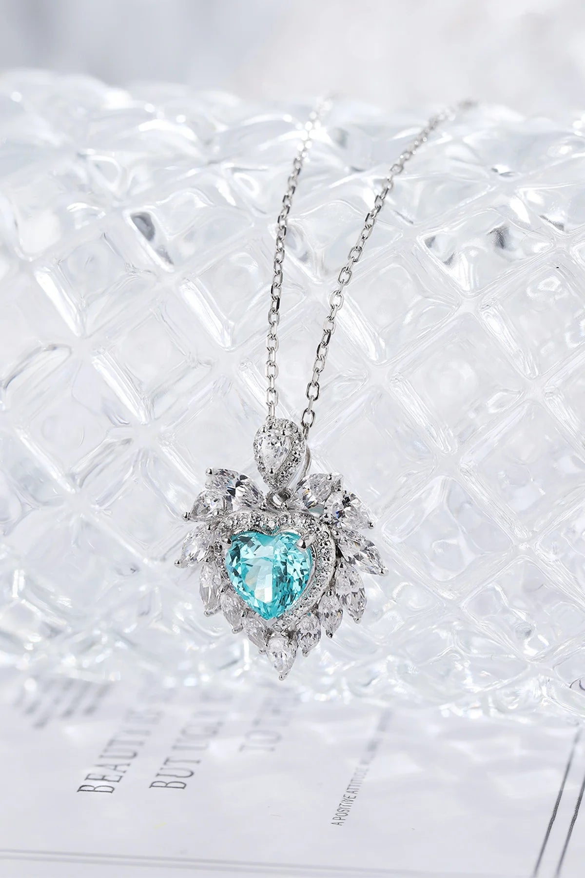 Gemfiori Anster 925 Sterling Silver High-quality Cultivation Lab Grown Paraiba Necklace - Suitable for Parties or As a Gift