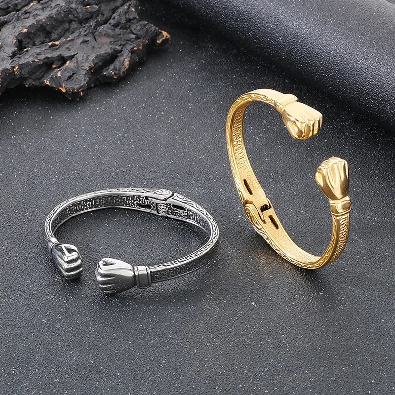 KALEN Sporty Stainless Steel Fashion Bracelets Bangles Open Cuff Boxing Bracelets