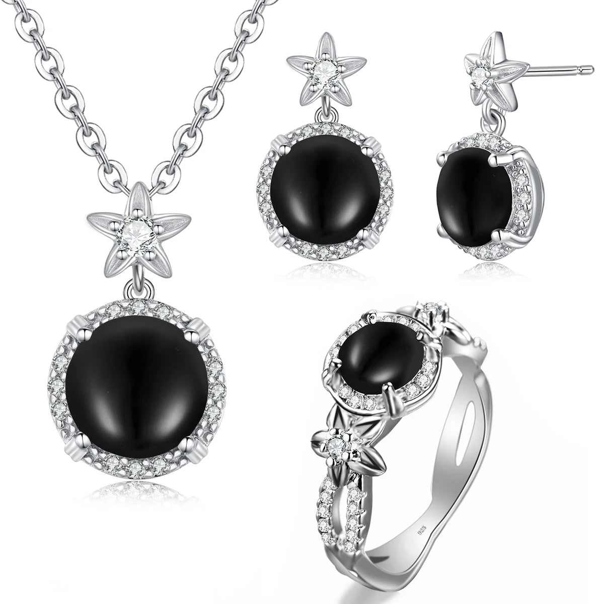 Szjinao Vintage Jewelry Manufacturer Women's Boho Flower Earrings and Pendant Set 925 Sterling Silver Emerald Engagement Style